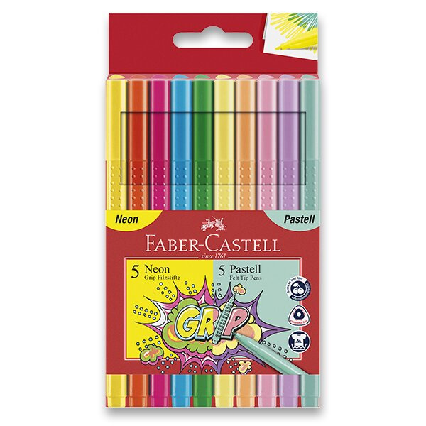 Fixy Faber -Castell Grip Sada Neon a Pastel 10 ks Faber-Castell
