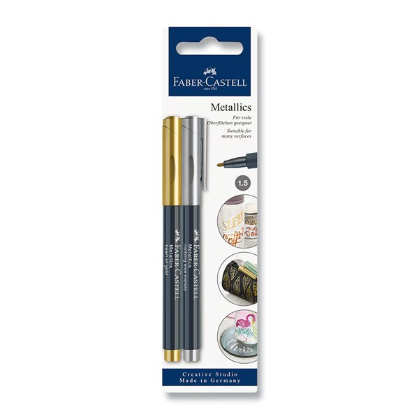 Popisovač Faber-Castell Metallics zlatá a stříbrná Faber-Castell
