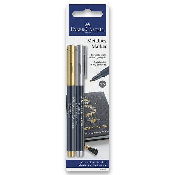 Popisovač Faber-Castell Metallics zlatá a stříbrná Faber-Castell