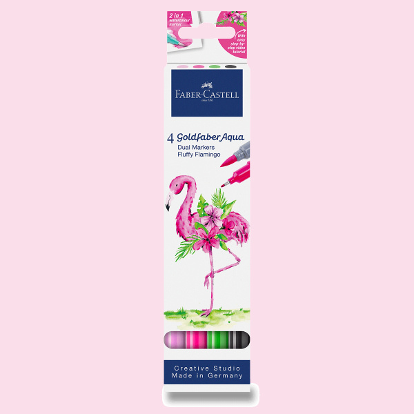 Popisovač Faber-Castell Goldfaber Aqua Dual Marker Fluffy Flamingo - 4 ks Faber-Castell
