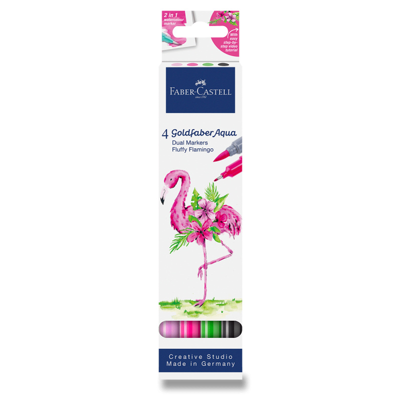 Popisovač Faber-Castell Goldfaber Aqua Dual Marker Fluffy Flamingo - 4 ks Faber-Castell