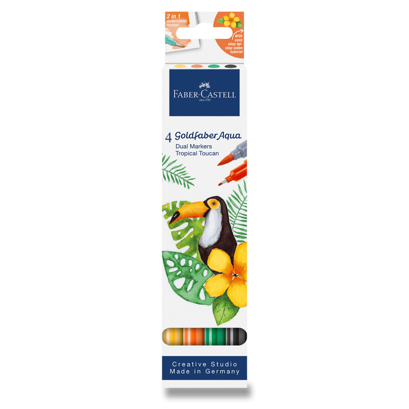 Popisovač Faber-Castell Goldfaber Aqua Dual Marker Tropical Tucan - 4 ks Faber-Castell