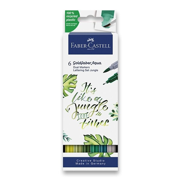 Popisovač Faber-Castell Goldfaber Aqua Dual Marker Lettering Jungle sada, 6 barev Faber-Castell