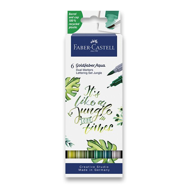 Popisovač Faber-Castell Goldfaber Aqua Dual Marker Lettering Jungle sada, 6 barev Faber-Castell