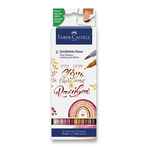 Popisovač Faber-Castell Goldfaber Aqua Dual Marker Lettering Boho sada, 6 barev Faber-Castell