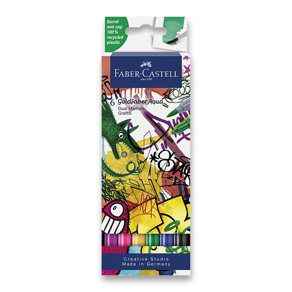 Popisovač Faber-Castell Goldfaber Aqua Dual Marker Graffiti sada, 6 barev Faber-Castell