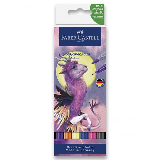 Popisovač Faber-Castell Goldfaber Aqua Dual Marker Fantasy sada, 6 barev Faber-Castell