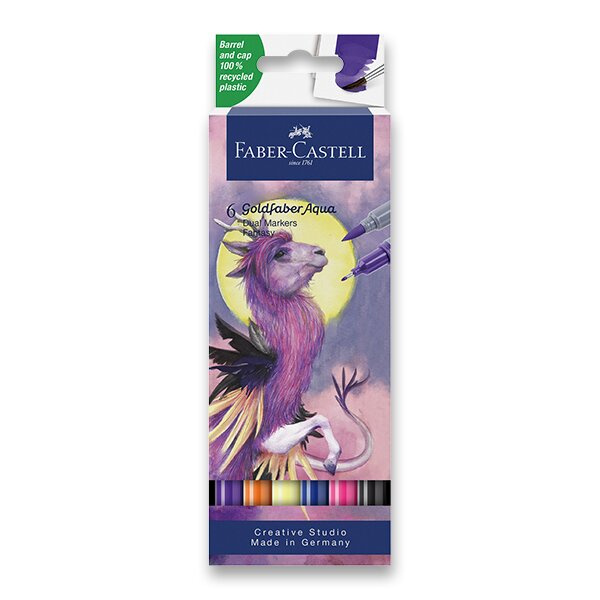 Popisovač Faber-Castell Goldfaber Aqua Dual Marker Fantasy sada, 6 barev Faber-Castell