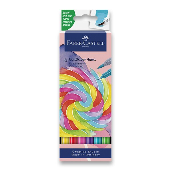 Popisovač Faber-Castell Goldfaber Aqua Dual Marker Candy shop sada, 6 barev Faber-Castell