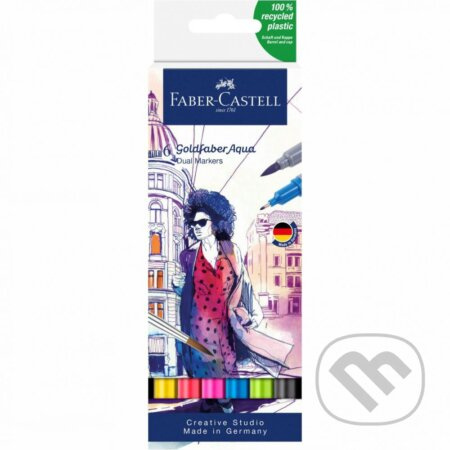 Popisovač Faber-Castell Goldfaber Aqua Dual Marker sada, 6 barev Faber-Castell