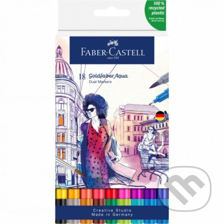 Popisovač Faber-Castell Goldfaber Aqua Dual Marker sada, 18 barev Faber-Castell