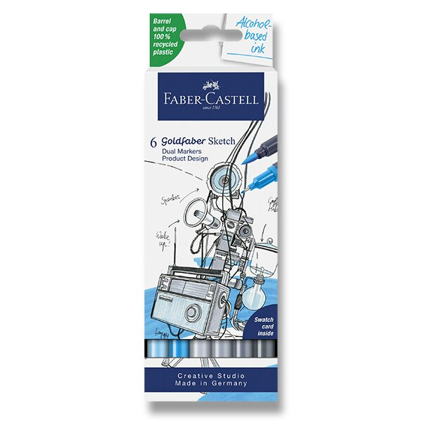 Popisovač Faber-Castell Goldfaber Sketch Dual Marker Product Design sada, 6 barev Faber-Castell