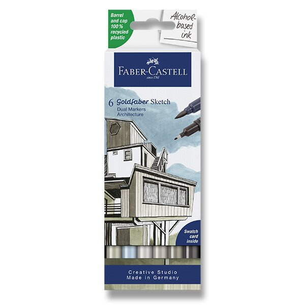 Popisovač Faber-Castell Goldfaber Sketch Dual Marker Architecture sada, 6 barev Faber-Castell