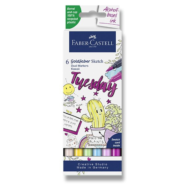 Popisovač Faber-Castell Goldfaber Sketch Dual Marker Kawaii sada, 6 barev Faber-Castell