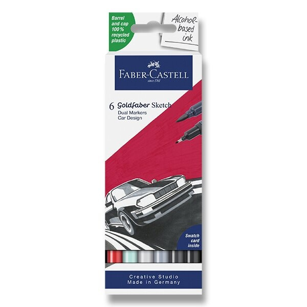 Popisovač Faber-Castell Goldfaber Sketch Dual Marker Car Design sada, 6 barev Faber-Castell