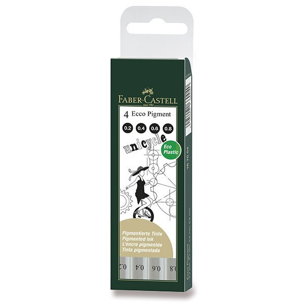 Popisovač Faber Castell Ecco Pigment sada 4ks sudé černá Faber-Castell