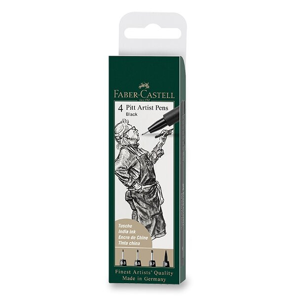 Popisovač Faber Castell Pitt Artist Pen 4ks (S F M B) černá Faber-Castell