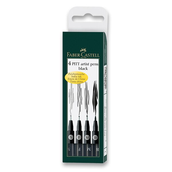 Popisovač Faber Castell Pitt Artist Pen 4ks (S F M B) černá Faber-Castell