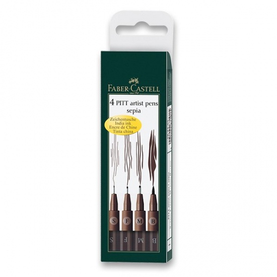Popisovač Faber Castell Pitt Artist Pen 4ks (S F M B) sepia Faber-Castell