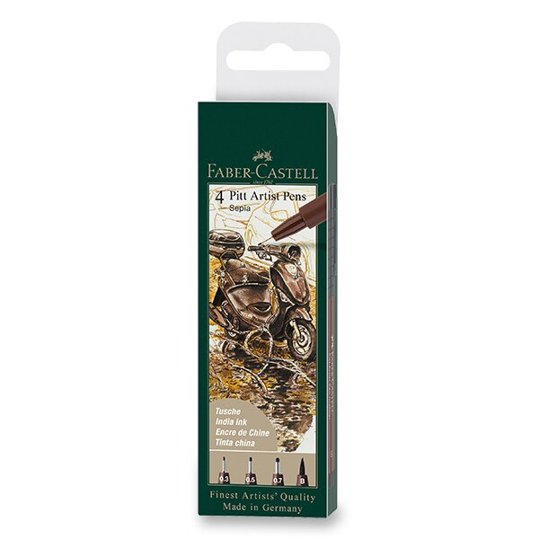 Popisovač Faber Castell Pitt Artist Pen 4ks (S F M B) sepia Faber-Castell
