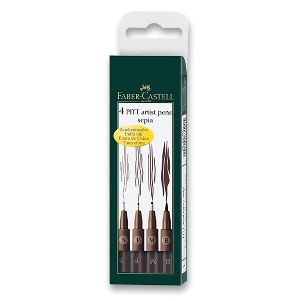 Popisovač Faber Castell Pitt Artist Pen 4ks (S F M B) sepia Faber-Castell