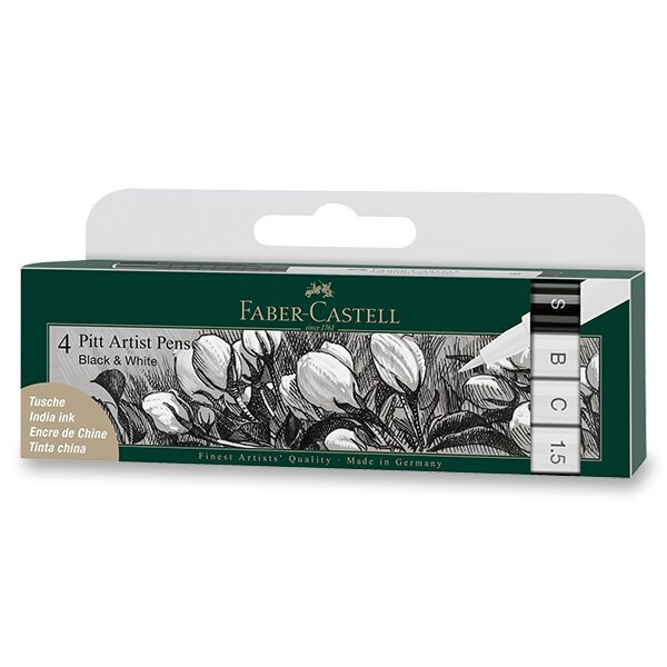 Popisovač Faber Castell Pitt Artist Pen White sada 4ks Faber-Castell