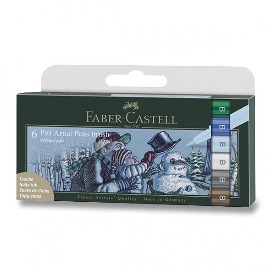 Popisovač Faber-Castell Pitt Artist Pen 6 ks, hrot B, Brush Winter Faber-Castell