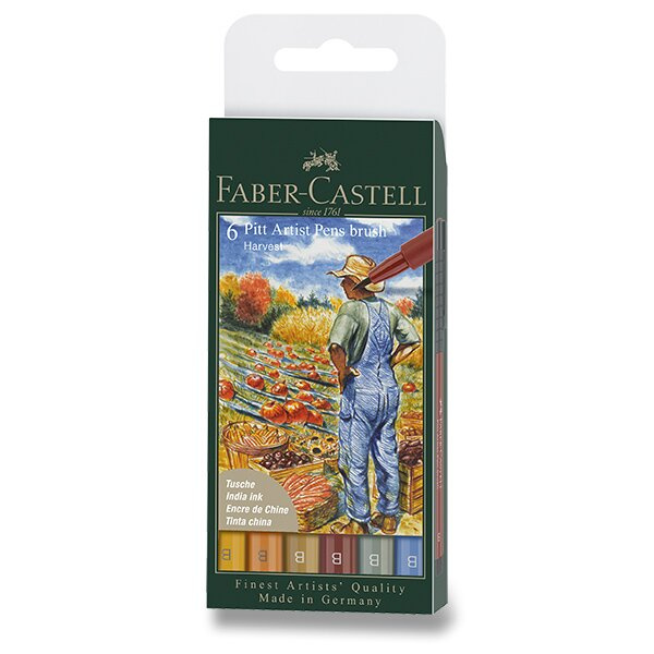 Popisovač Faber-Castell Pitt Artist Pen Brush Fall 6 ks, hrot B, podzimní odstíny Faber-Castell