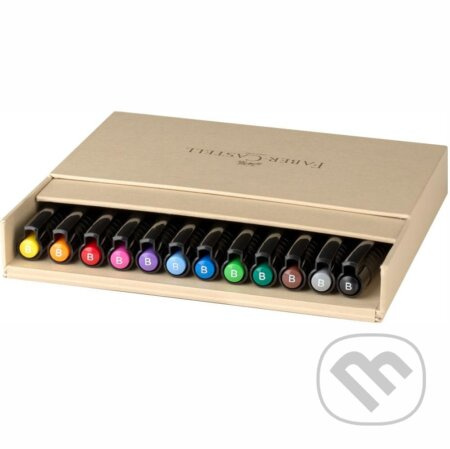 Popisovač Faber-Castell Pitt Artist Pen Brush studio box, 12 ks