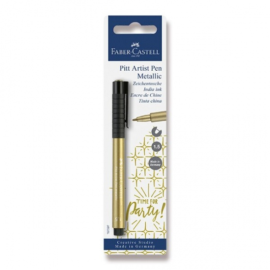 Popisovač Faber-Castell Pitt Artist Pen Metallic blistr, zlatý Faber-Castell