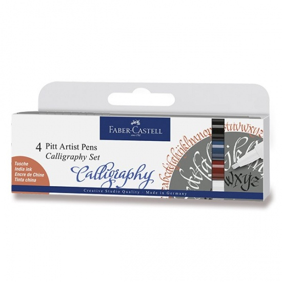 Popisovač Faber Castell Pitt Artist Pen Caligraphy 4ks tmavé Faber-Castell