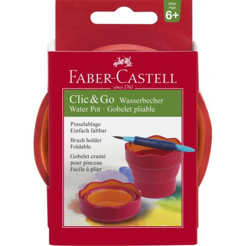 Kelímek na vodu Faber-Castell Clic&Go výběr barev modrý Barva: červený