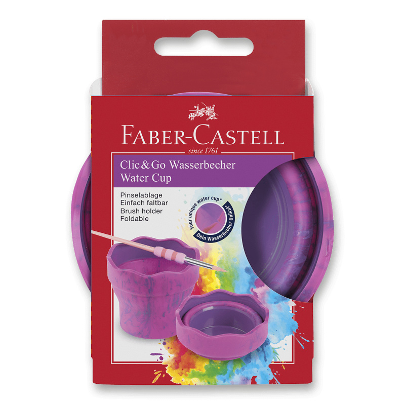 Kelímek na vodu Faber-Castell Click a Go Unicorn mramorově růžový Faber-Castell