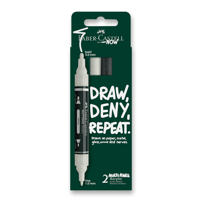 Akrylový popisovač Faber-Castell Multimark BlackaWhite - 2 ks Faber-Castell