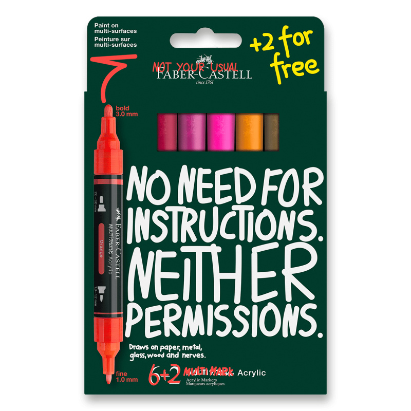 Akrylový popisovač Faber-Castell Multimark Flame - 6+2 ks Faber-Castell