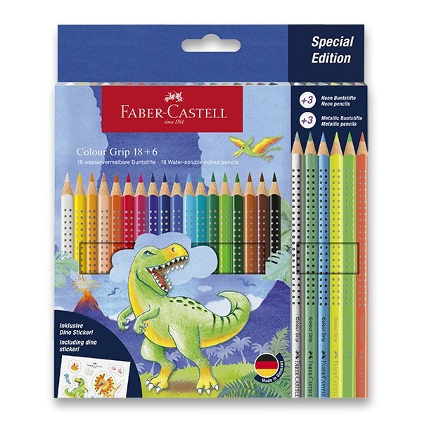Pastelky Faber-Castell Colour Grip Dinosaurus souprava, 24 ks Faber-Castell