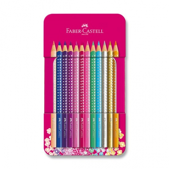 Pastelky Faber Castell Sparkle plechová dóza 12 ks Faber-Castell