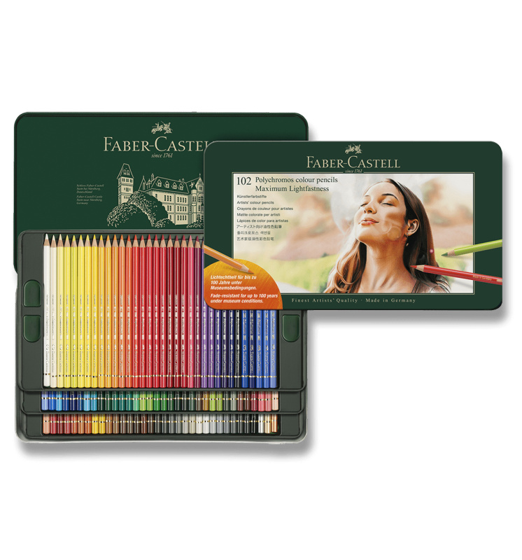 Pastelky Faber-Castell Polychromos - plechová krabička, 102 barev
