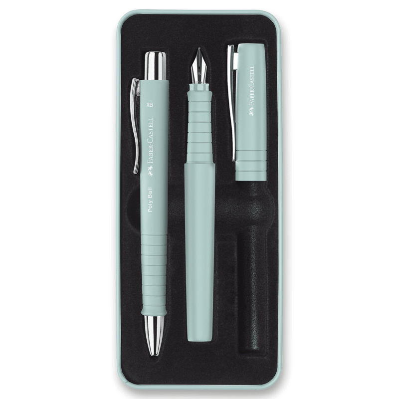 Sada Faber-Castell Poly Ball plnicí pero a kuličkové pero, caribic blue Faber-Castell
