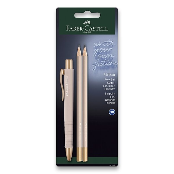 Kuličkové pero Faber-Castell Poly Ball Urban Gold sada, 3 ks, pale rose Faber-Castell