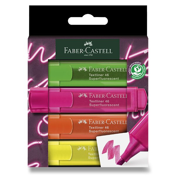 Zvýrazňovač Faber-Castell Textliner 46 Neon sada 4 barev Faber-Castell