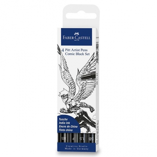 Popisovač Faber Castell Pitt Artist Pen Comic černé 4ks Faber-Castell