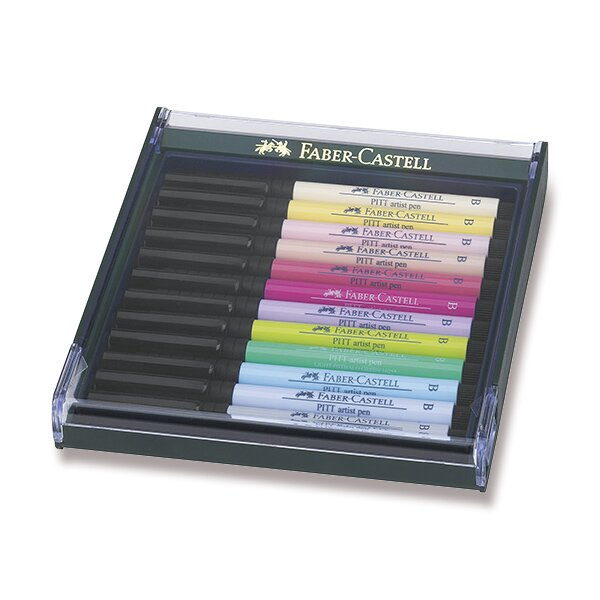 Popisovače Faber Castell Pitt Artist Pen Brush 12ks pastel. Faber-Castell