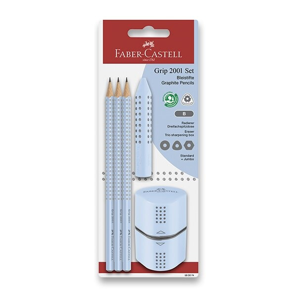 Grafitová tužka Faber-Castell Grip 2001 Sky Blue set, 5 ks Faber-Castell