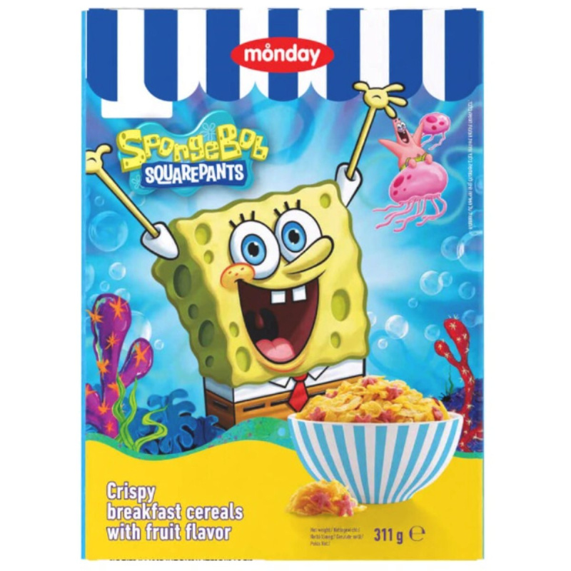 Monday SpongeBob cereálie ve tvaru hvězdiček s ovocnou příchutí