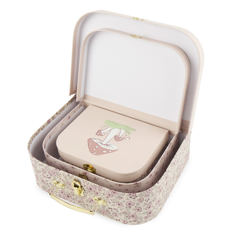 Bieco - Sada tří kartonových kufříků - koloušek Ella - dreamy flowers