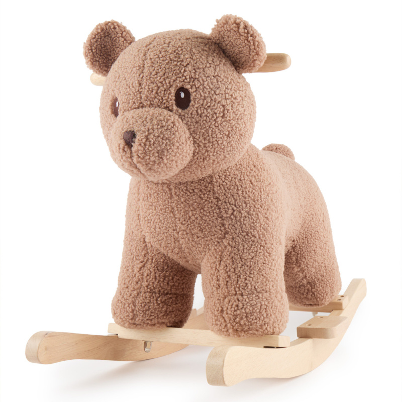 Bieco houpací medvěd Mika z buklé s dřevěnou základnou