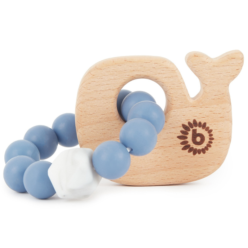 Silikonové kousátko s dřevěnou velrybou Bieco