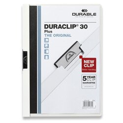 Zakládací desky s klipem Durable Duraclip - A4, kapacita 30 listů, bílé