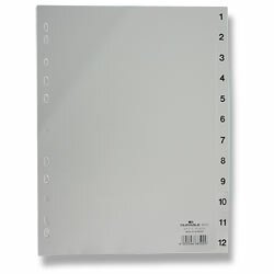 Plastový rozlišovač Durable - A4, šedý, 1-12